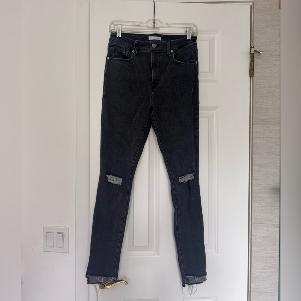Women's Washed Black Distressed Jeans